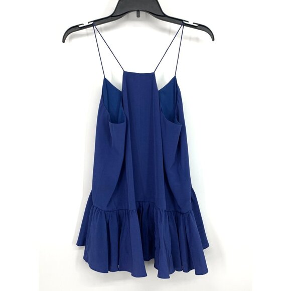 Tibi 100% Silk Top Ruffle Cami Tank Blue Sleeveless Racerback - Picture 8 of 10